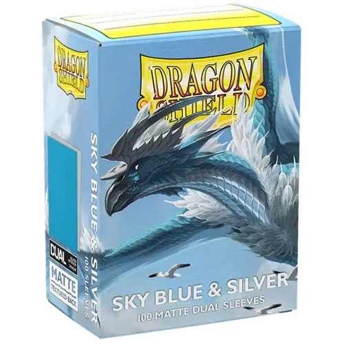 3!ARCT15074 100 x Sky Blue And Silver Matte Dual Standard Card Sleeves 63.5mm x 88mm (Dragon Shield) published by Arcane Tinmen