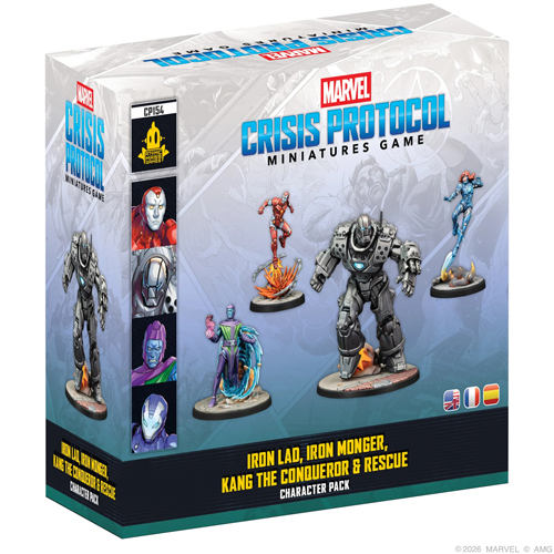 DMGAMGCP154 Marvel Crisis Protocol Miniatures Game: Iron Lad, Iron Monder, Kang The Conqueror And Rescue (Damaged) published by Atomic Mass Games