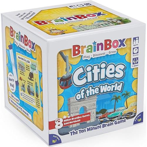 DMGGRE124444 BrainBox Game: Cities (Refresh 2022) (Damaged) published by Green Board Games