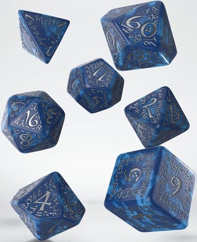 DMGQWSSELV10 Q-Workshop Elvish Cobalt And Silver Dice Set (Damaged) published by Q-Workshop