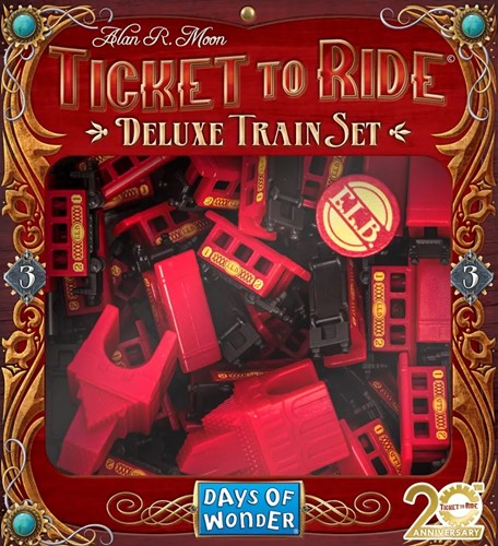 DOW72R20DTS4 Ticket To Ride Board Game: The Red Passenger Car 20th Anniversary Deluxe Train Set published by Days Of Wonder