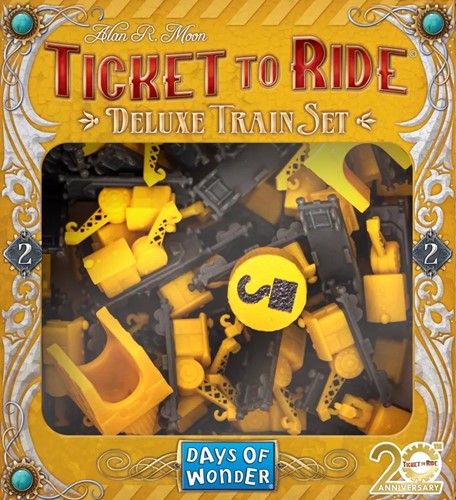 3!DOW72R20DTS5 Ticket To Ride Board Game: The Yellow Crane 20th Anniversary Deluxe Train Set published by Days Of Wonder