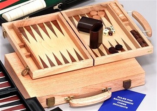 DW3614 Oak Backgammon Deluxe 11 inch published by David Westnedge