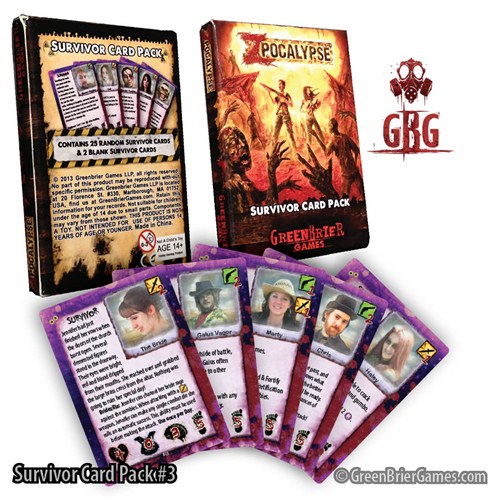 2!GBRZP193 Zpocalypse Board Game: Survivor Pack 3 published by Green Brier Games