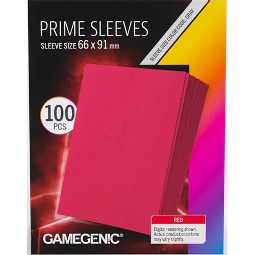 3!GGS10138ML 100 x Red Prime Sleeves 63.5mm x 88mm (Gamegenic) published by Gamegenic