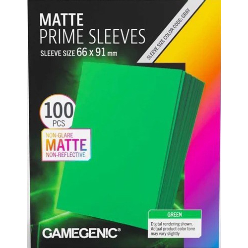 3!GGS10151ML 100 x Green Matte Prime Sleeves 63.5mm x 88mm (Gamegenic) published by Gamegenic