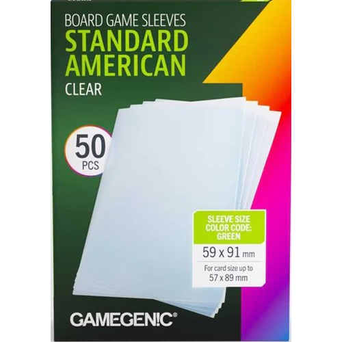 GGS10176ML 50 x Board Game Sleeves Standard American Clear 57mm x 89mm (Gamegenic) published by Gamegenic