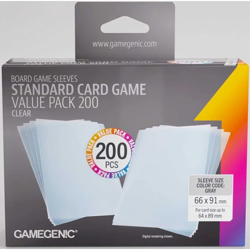GGS10181ML 200 x Clear Prime Value Pack Card Sleeves 63.5mm x 88mm published by Gamegenic
