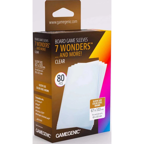 GGS10185ML 100 x Board Game Sleeves 7 Wonders Clear 65mm x 100mm (Gamegenic) published by Gamegenic