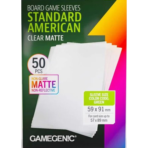 GGS10189ML 50 x Board Game Sleeves Standard American Clear Matte 57mm x 89mm (Gamegenic) published by Gamegenic