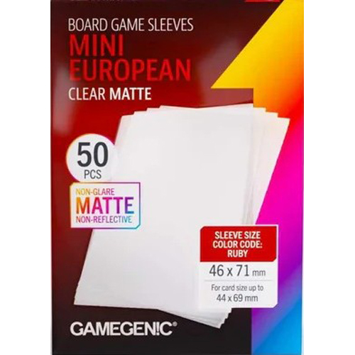 GGS10192ML 50 x Board Game Sleeves Mini European Clear Matte 44mm x 68mm (Gamegenic) published by Gamegenic