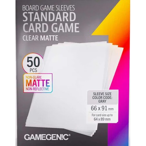 GGS10193ML 50 x Board Game Sleeves Standard Card Game Clear Matte 63.5mm x 88mm (Gamegenic) published by Gamegenic