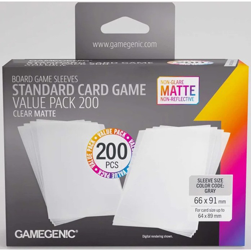 GGS10194ML 200 x Clear Matte Standard Value Pack Card Sleeves published by Gamegenic