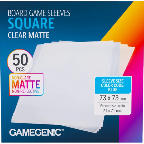 GGS10196ML 50 x Board Game Sleeves Square Clear Matte 70mm x 70mm (Gamegenic) published by Gamegenic