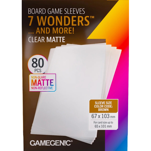GGS10198ML 80 x Board Game Sleeves 7 Wonders Clear Matte 65mm x 100mm (Gamegenic) published by Gamegenic