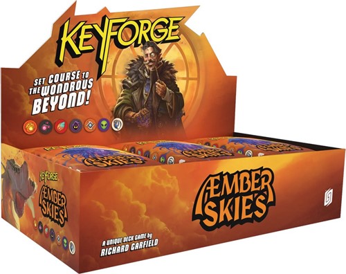 3!GHOKF18D KeyForge Card Game: Aember Skies Display published by Ghost Galaxy