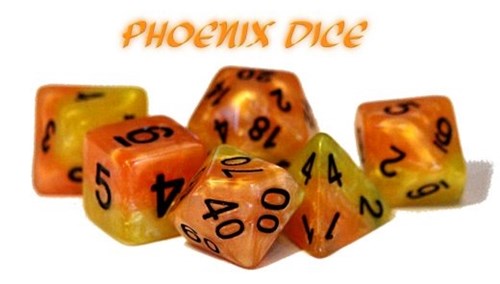 GKG544 Halfsies Dice: Phoenix (Polyhedral 7 Set) published by Gate Keeper Games