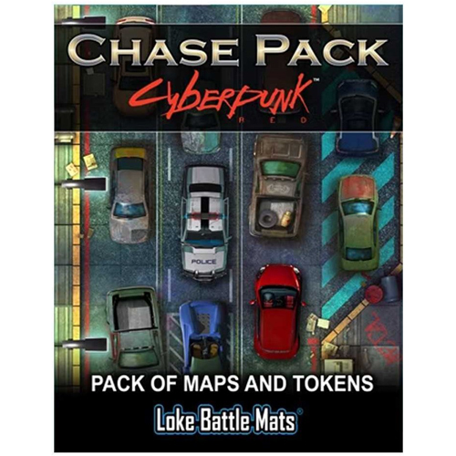 LOKEBM066 The Cyberpunk Set: Chase Pack - Pack Of Maps And Tokens published by Loke Battle Mats