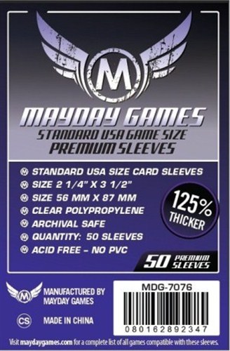 2!MDG7076 50 x Clear Standard American Card Sleeves 56mm x 87mm (Mayday Premium) published by Mayday Games