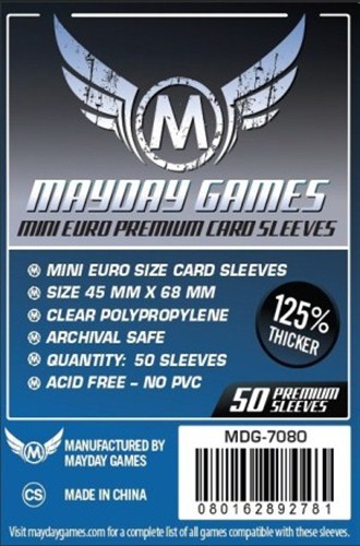 2!MDG7080 50 x Clear Mini European Card Sleeves 45mm x 68mm (Mayday Premium) published by Mayday Games