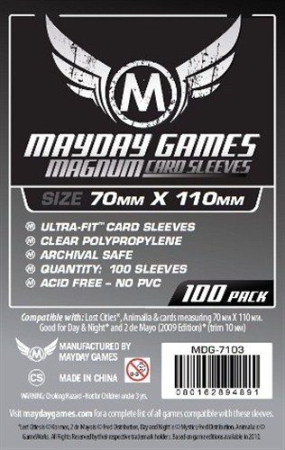 2!MDG7103 Mayday Magnum 100 Card Sleeves 70mm x 110mm published by Mayday Games