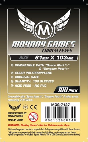 MDG7127 100 x Mayday Clear Card Sleeves 61mm x 103mm published by Mayday Games