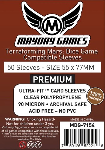 2!MDG7154 50 x Clear Premium Terraforming Mars: Dice Game Sleeves 55mm x 77 mm published by Mayday Games