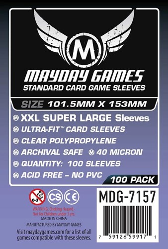 2!MDG7157 100 x Clear Standard XXL Super Large Sleeves 101.5mm x 153mm published by Mayday Games