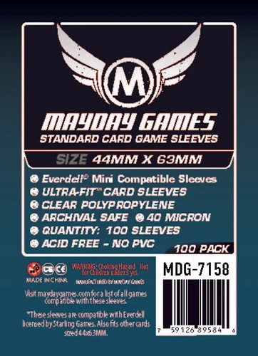 MDG7158 100 x Clear Standard Everdell Mini Compatible Sleeves 44mm x 63mm published by Mayday Games