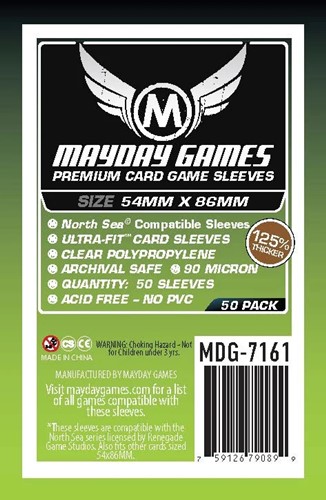 2!MDG7161 50 x Clear Premium North Sea Compatible Sleeves 54mm x 86mm published by Mayday Games