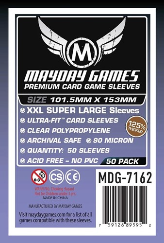 MDG7162 50 x Clear Premium XXL Super Large Sleeves 101.5mm x 153mm published by Mayday Games