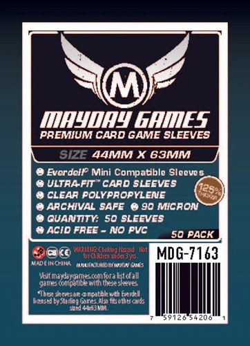 MDG7163 50 x Clear Premium Everdell Mini Compatible Sleeves 44mm x 63mm published by Mayday Games