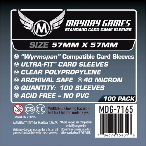 2!MDG7165 100 x Clear Standard Wyrmspan Compatible Card Sleeves 57 x 57mm published by Mayday Games