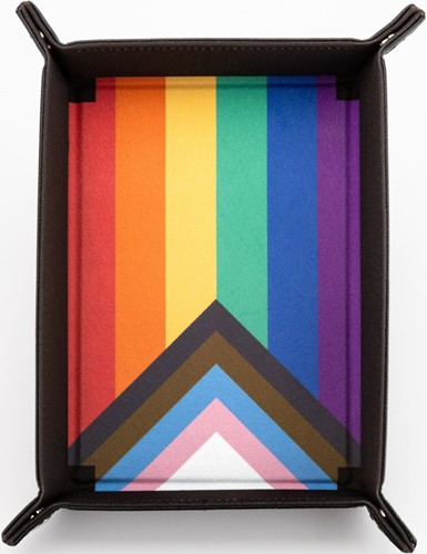 2!MET508 Fold Up Velvet Dice Tray: Rainbow Flag: Gaymers Pride published by Metallic Dice Games