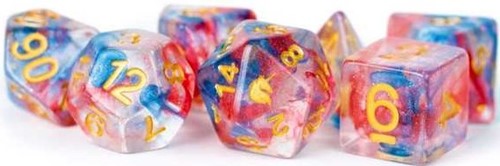 MET708 Resin Poly Dice Set: Unicorn Cosmic Carnival published by Metallic Dice Games