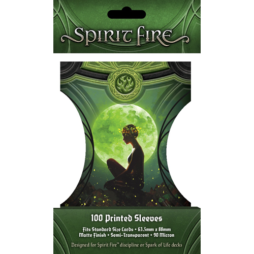 ONB035005 Spirit Fire Board Game: Semi-Transparent Printed Sleeves - Be At Peace (Green) published by Orange Nebula