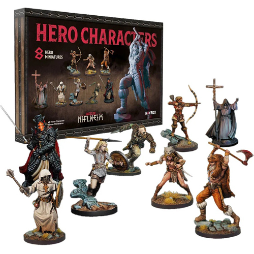 PUGON154M Gates Of Niflheim Board Game: Hero Characters Miniatures Set published by Raybox Games