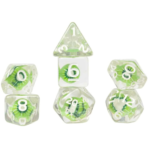 2!SDZ002502 Kiwi Fruit Slice Polyhedral Dice Set published by Sirius Dice