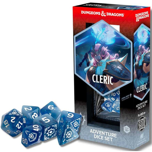 3!SDZ200207 Dungeons And Dragons Adventure Dice Set - Cleric (White, Blue) published by Sirius Dice