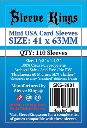 SKS8801 110 x Mini USA Card Sleeves (41mm x 63mm) published by Sleeve Kings