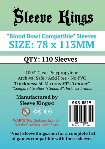 SKS8819 110 x Blood Bowl Card Sleeves (78mm x 113mm) published by Sleeve Kings