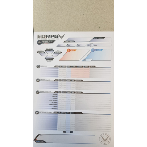 SPIEDRPGCS Elite Dangerous RPG: Character Sheet Pad published by Spidermind Games