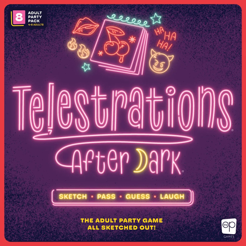 USOTELEDARK25 Telestrations Board Game 2025 Refresh After Dark published by USAOpoly