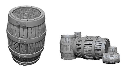 WZK73361S Pathfinder Deep Cuts Unpainted Miniatures: Barrel And Pile Of Barrels published by WizKids Games