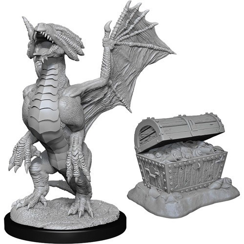 WZK90152S Dungeons And Dragons Nolzur's Marvelous Unpainted Minis: Bronze Dragon Wyrmling And Pile Of Sea Found Treasure published by WizKids Games
