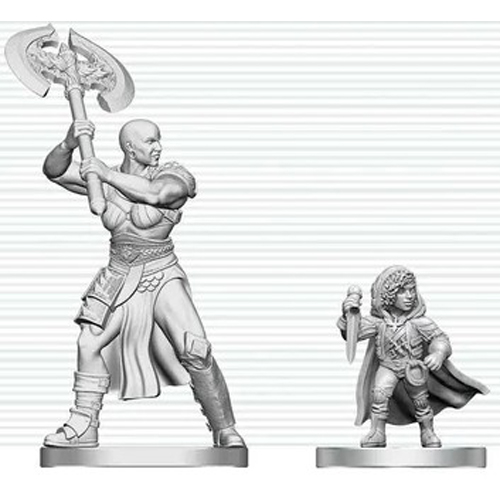 WZK90884 Dungeons And Dragons Nolzur's Marvelous Unpainted Minis: Goliath Barbarian And Halfling Rogue published by WizKids Games