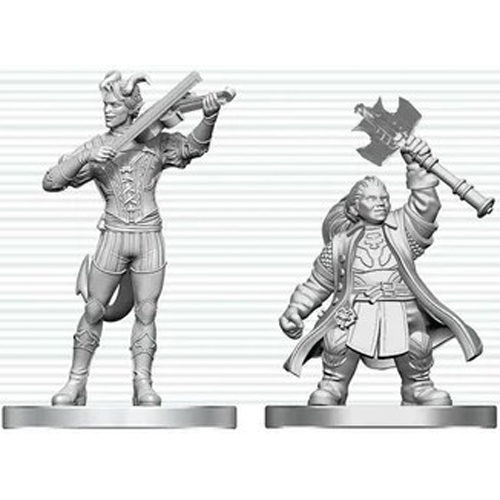 WZK90885 Dungeons And Dragons Nolzur's Marvelous Unpainted Minis: Tiefling Bard And Dwarf Cleric published by WizKids Games