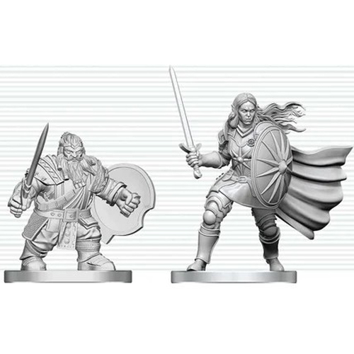 WZK90887 Dungeons And Dragons Nolzur's Marvelous Unpainted Minis: Dwarf Fighter And Orc Paladin published by WizKids Games