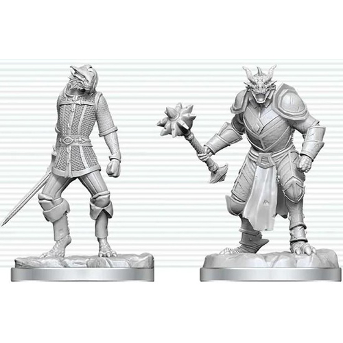 2!WZK90908 Dungeons And Dragons Nolzur's Marvelous Unpainted Minis: Dragonborn Paladin And Dragonborn Squire published by WizKids Games